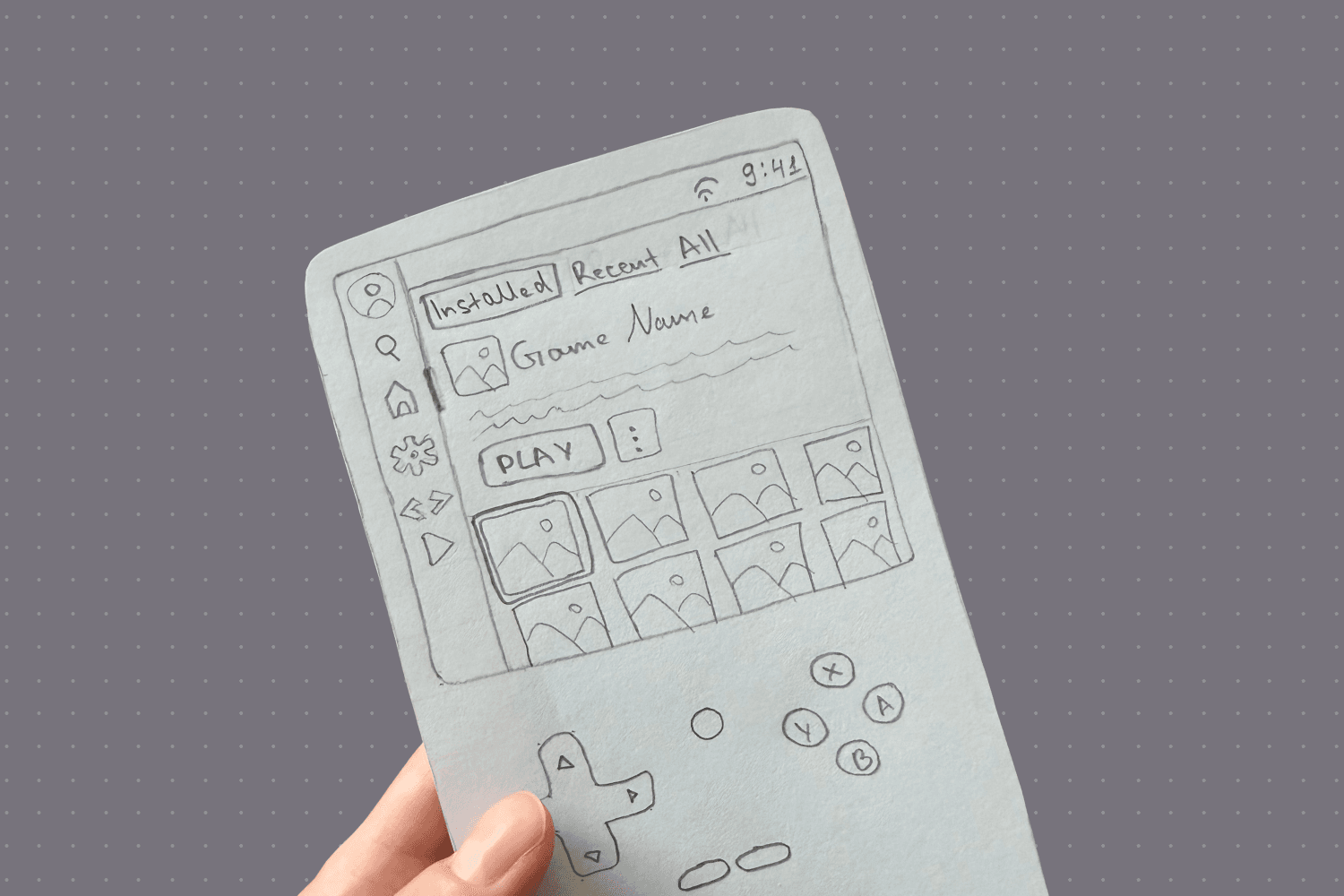 Paper sketch at the PSG1 console’s actual size
