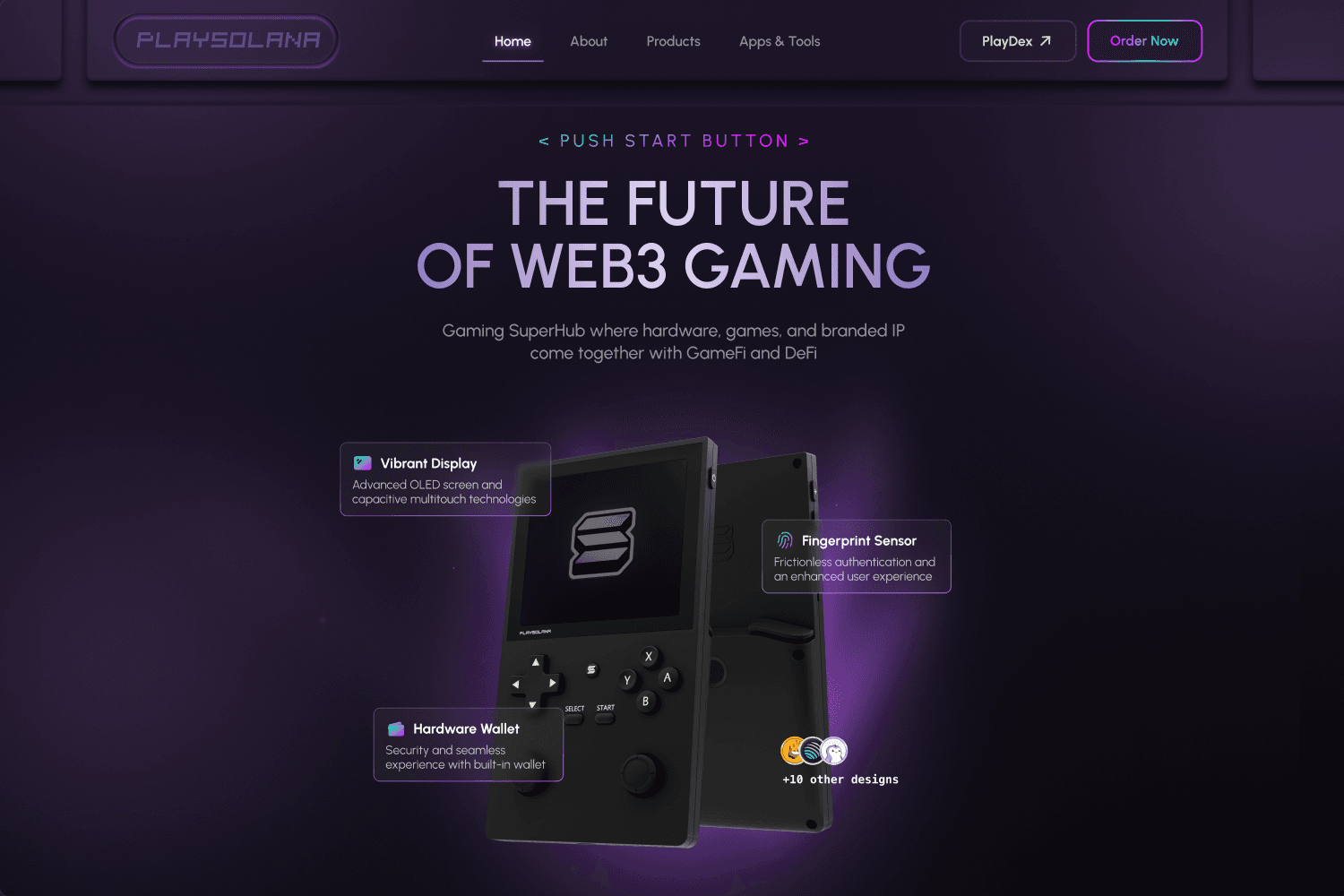 PlaySolana marketing website for the PSG1 console