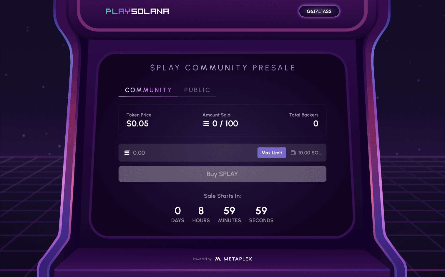 PlaySolana community presale website