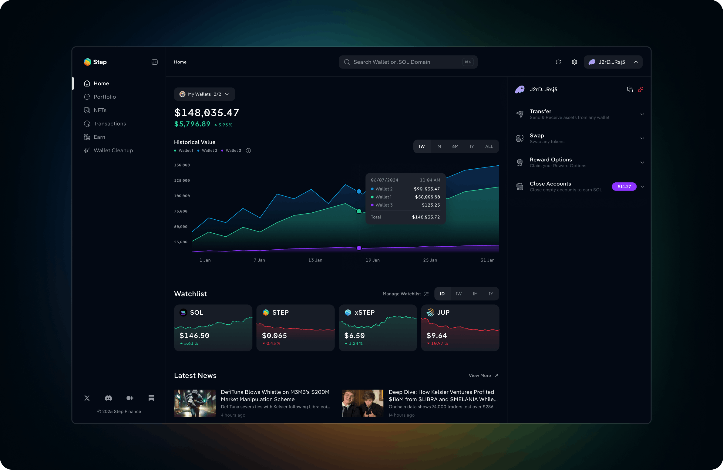 Step Finance dashboard redesign