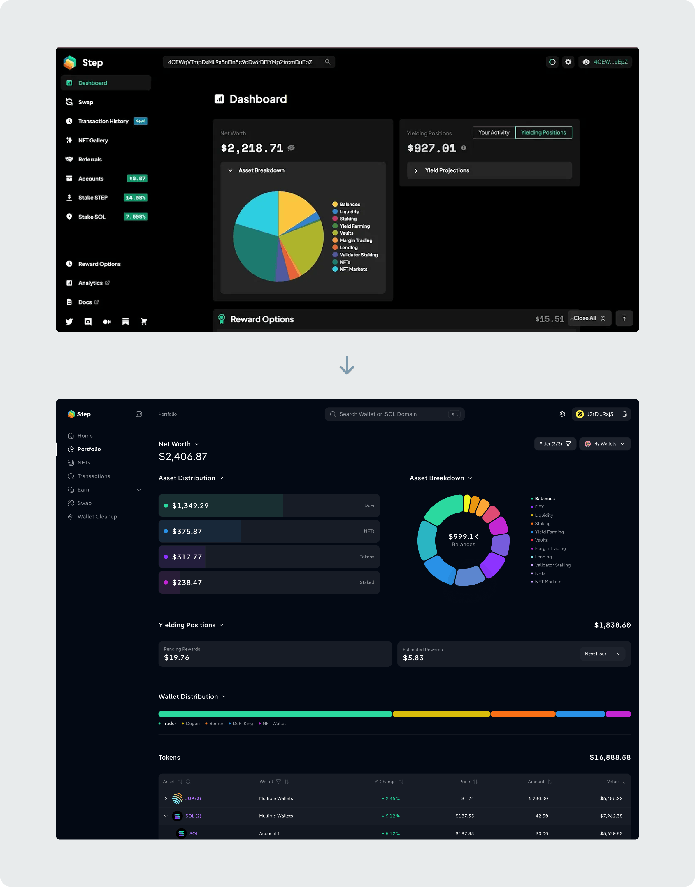 Step Finance dashboard foundation