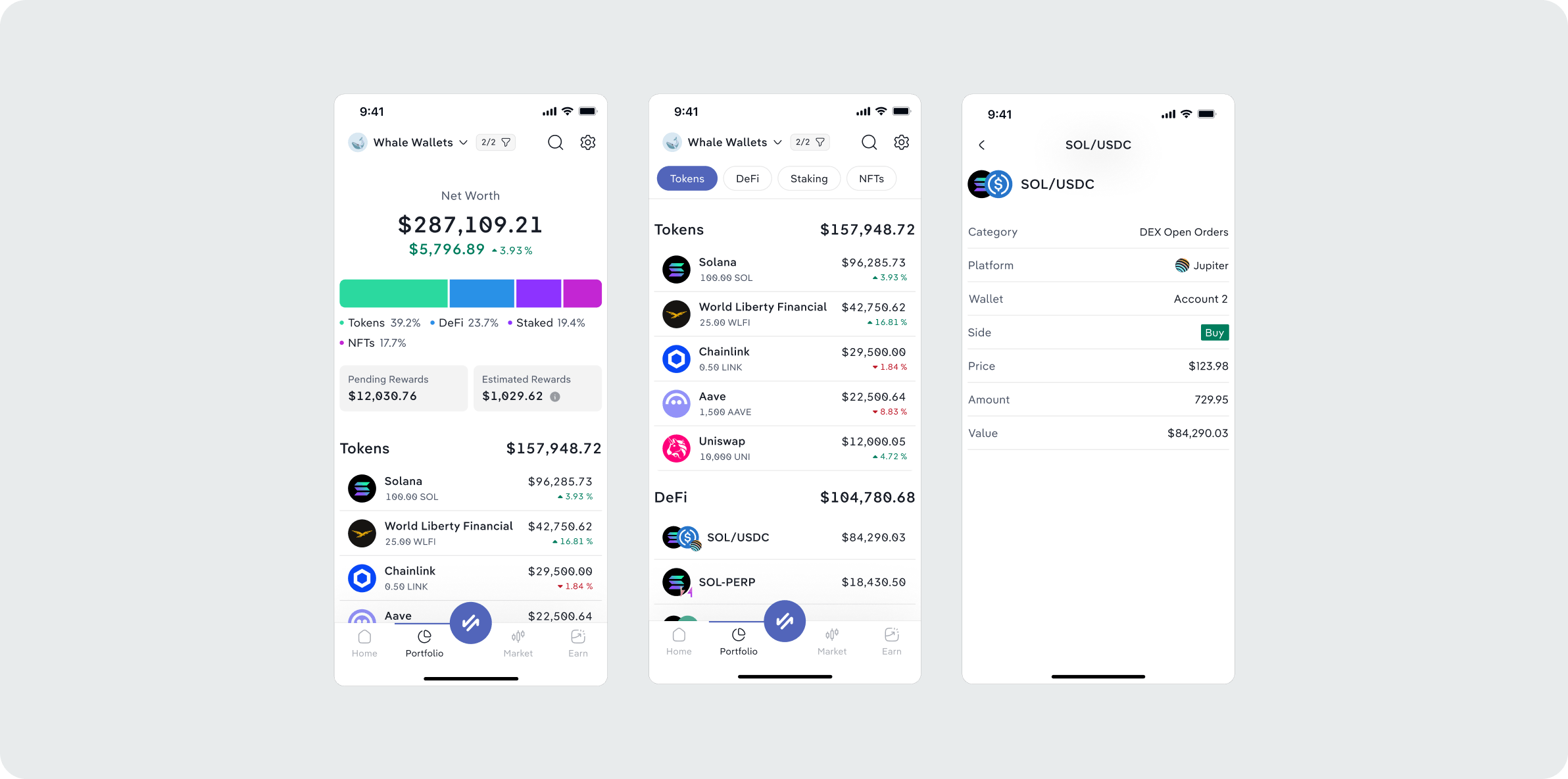 Step Wallet portfolio screens