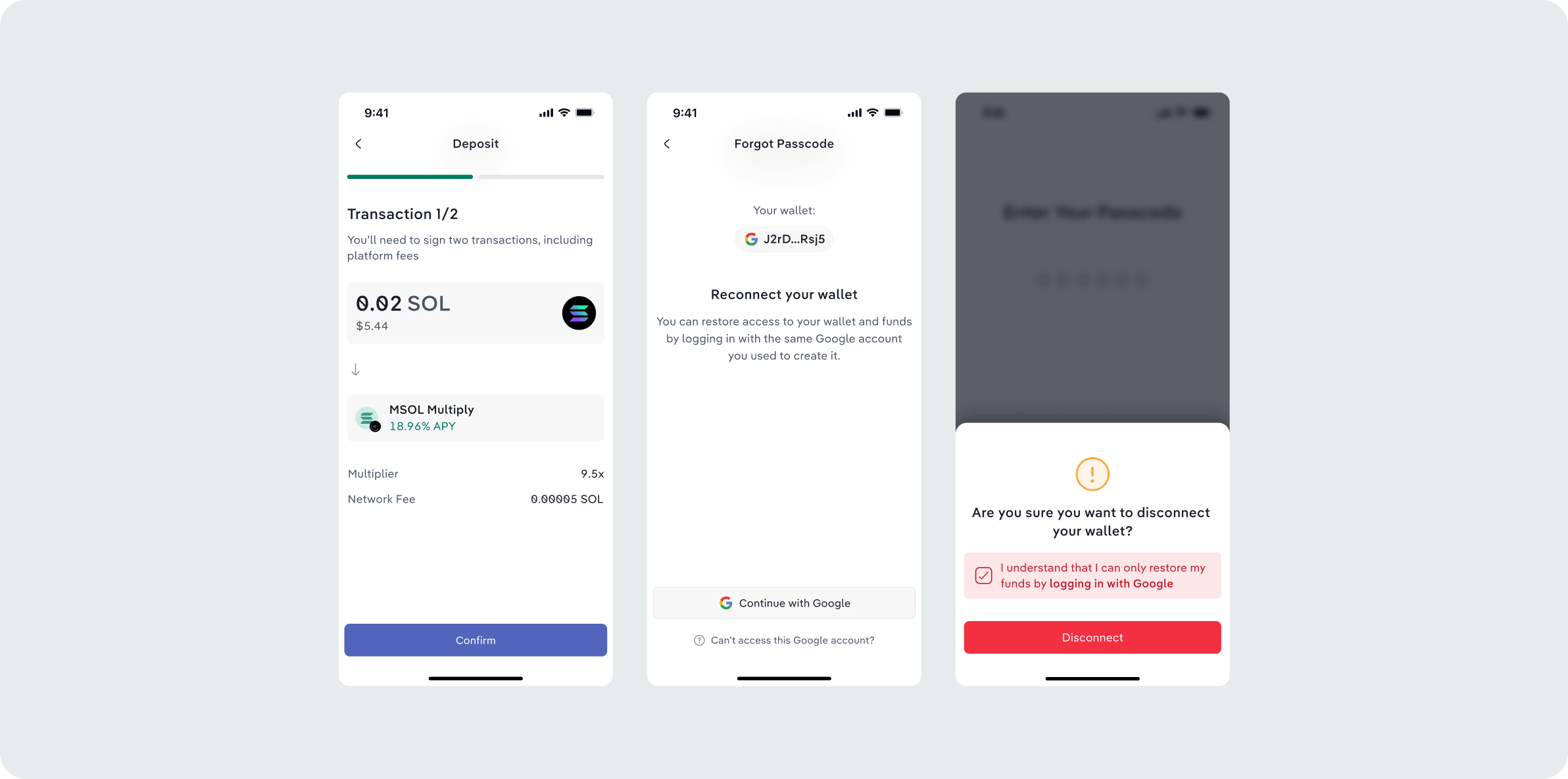 Step Wallet transaction and security states